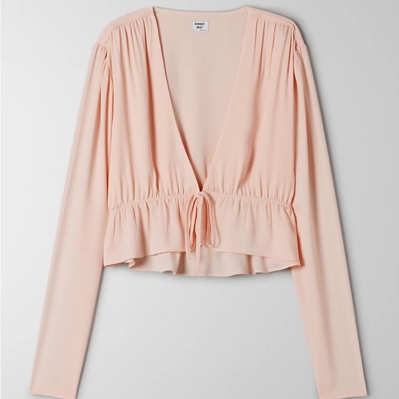 Aritzia Tops - Aritzia Sunday Best Cropped Tie-Front Blouse